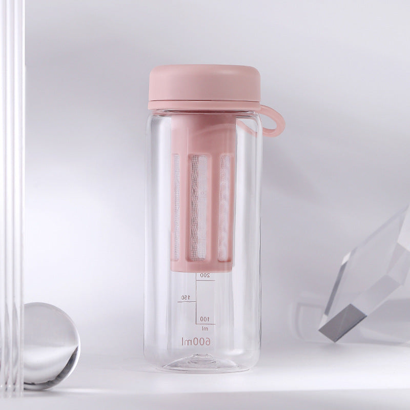 Portable Fitness Water Bottle with Tea Partition Space