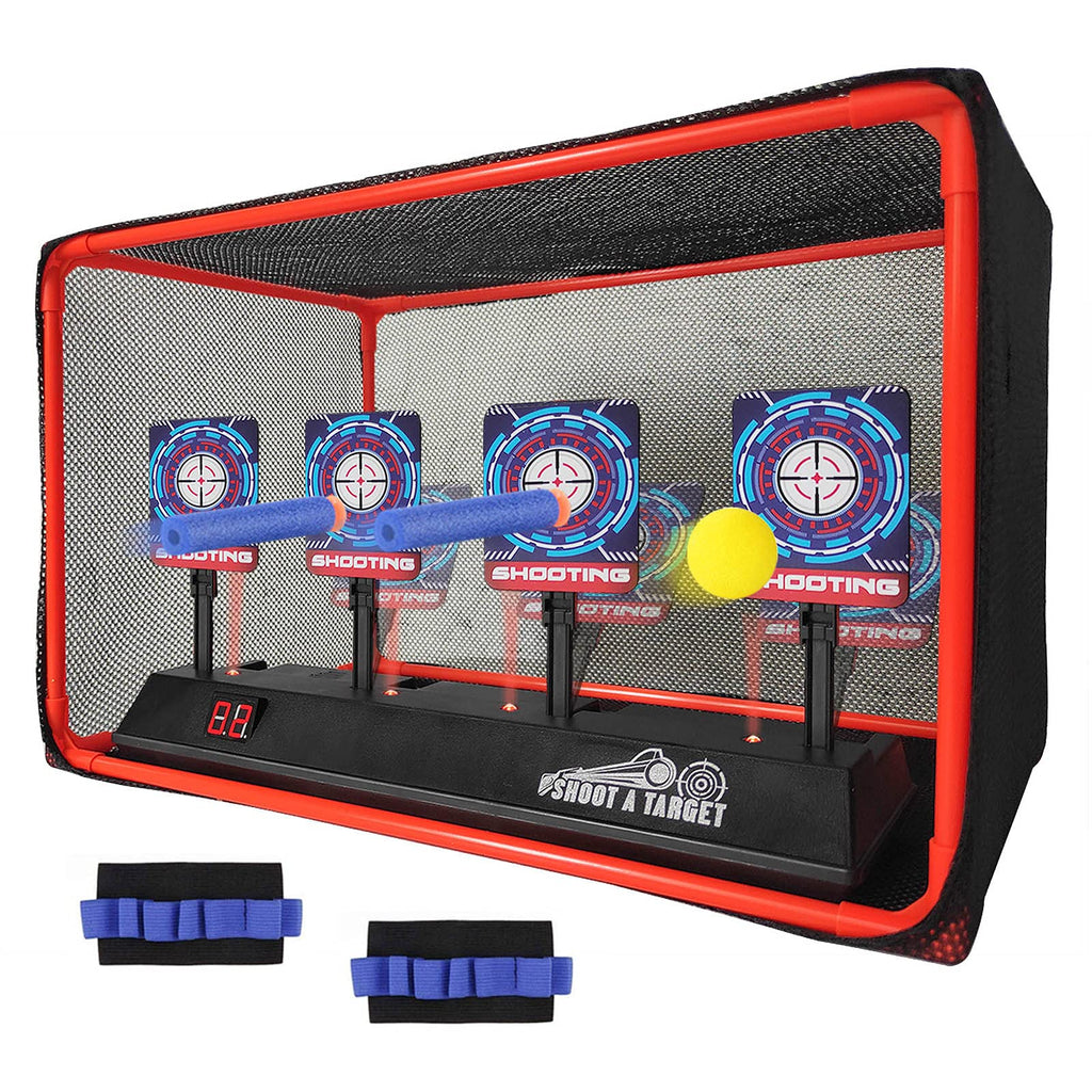 MTISGREAT Electronic Auto Reset Digital Shooting Target with net for Toy Gun Gifts for Kids Boys Girls Age 3+