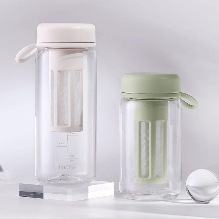 Portable Fitness Water Bottle with Tea Partition Space